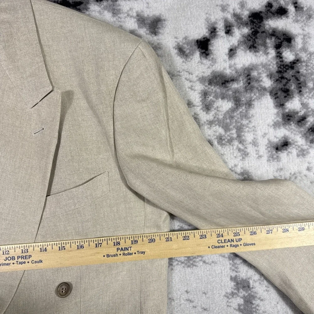 Hugo Boss Jacket Mens Size 42 Chest 100% Solbiati Linen Sand Double Breasted